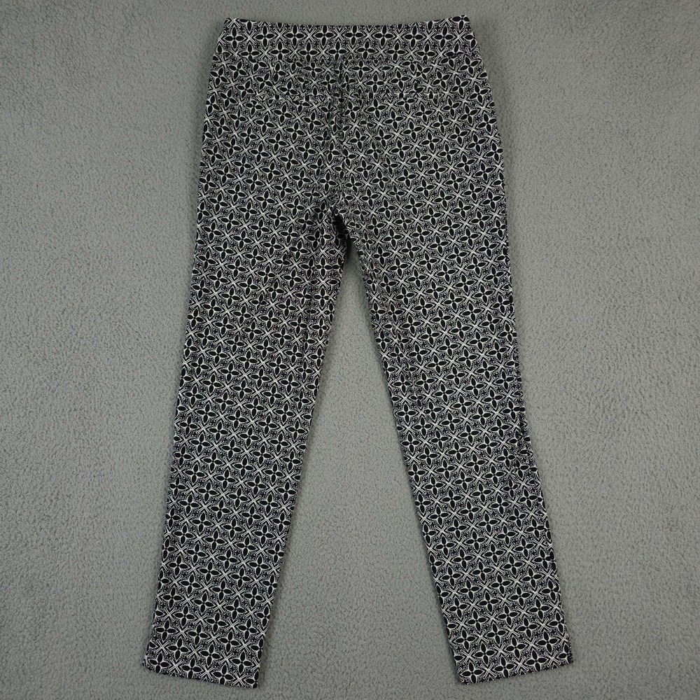 Talbots Pants Women 2 Black White Geo Star Hampshire Stretch Career Office Ankle - Picture 2 of 12
